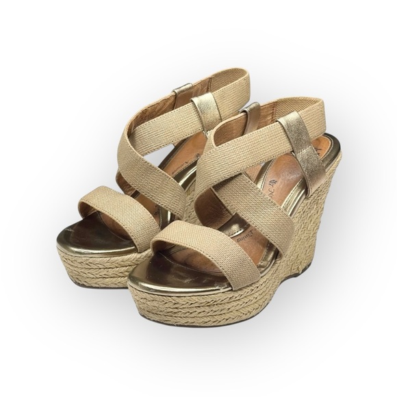 Sofft  Perla Wedge Slingbacks Espadrilles Sandals  Truffle Metallic Gold  6.5 - Picture 8 of 16